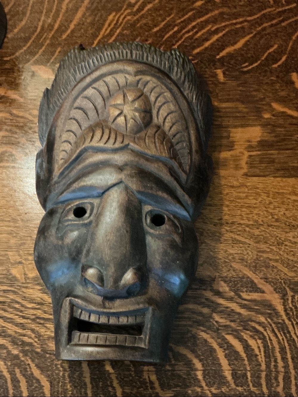 Vintage Hand Carved Wooden Ritual Mask Himalayan or Nepalese Sherman Mask